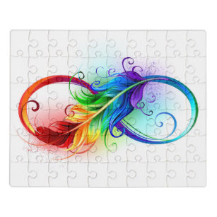 Puzzle Symbole d'infini avec plume arc-en-ciel