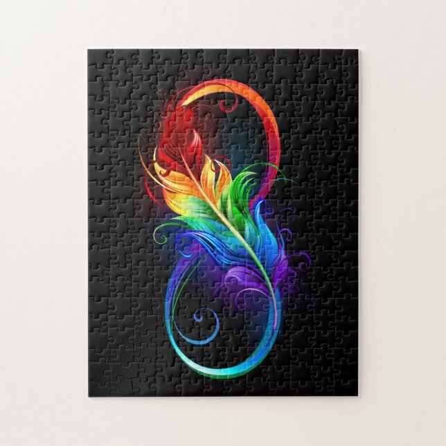 Puzzle Symbole d'infini avec plume arc-en-ciel (Vertical)
