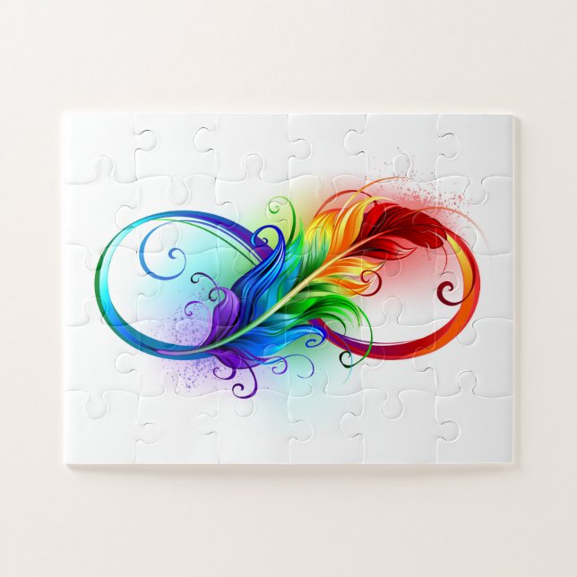 Puzzle Symbole d'infini avec plume arc-en-ciel (Horizontal)