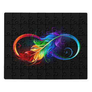 Puzzle Symbole d'infini avec plume arc-en-ciel