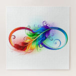 Puzzle Symbole d'infini avec plume arc-en-ciel<br><div class="desc">Symbole artistique à l'infini avec une belle plume arc-en-ciel sur un arrière - plan blanc. Style tatouage.</div>