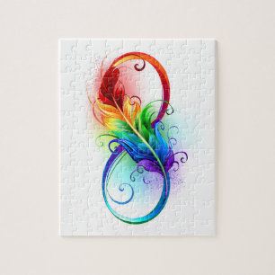 Puzzle Symbole d'infini avec plume arc-en-ciel