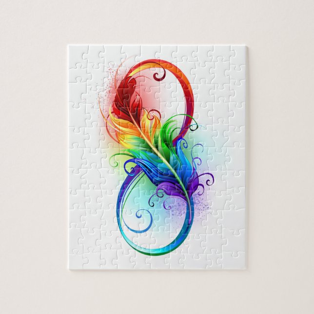 Puzzle Symbole d'infini avec plume arc-en-ciel (Vertical)