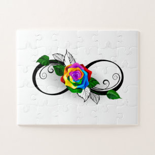 Puzzle Symbole d'infini avec rose arc-en-ciel