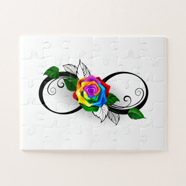 Puzzle Symbole d'infini avec Rose arc-en-ciel (Horizontal)