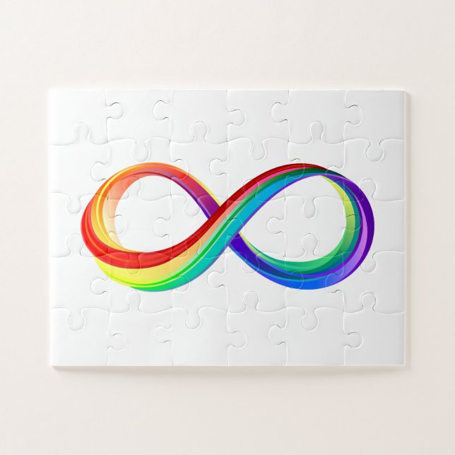 Puzzle Symbole d'infinité arc-en-ciel stratifié (Horizontal)