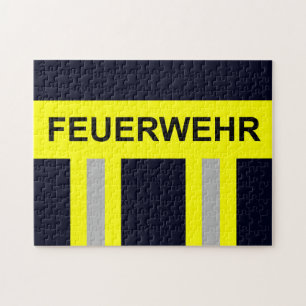 Puzzle Symbole Feuerwehr Blau uniforme