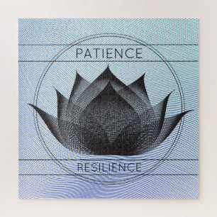 Puzzle Symbole floral bleu noir Lotus Patience Résilience