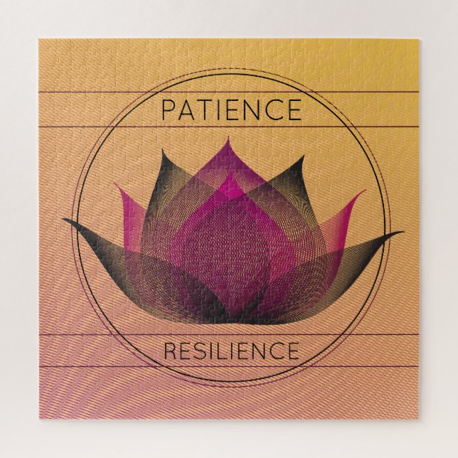 Puzzle Symbole floral noir rose Lotus Patience Résilience (Vertical)
