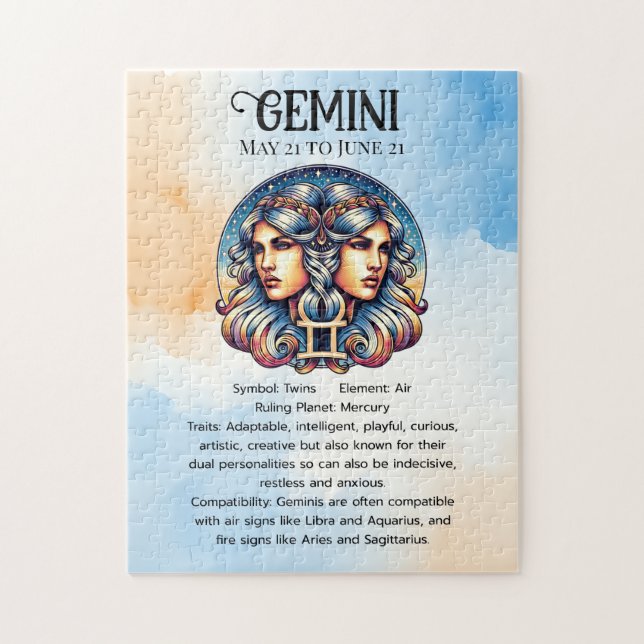 Puzzle SYMBOLE Horoscope Gemini | SIGNE D'Astrologie Jume (Vertical)