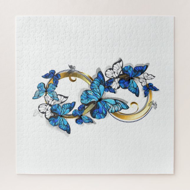 Puzzle Symbole infini de papillons Morpho bleus (Vertical)