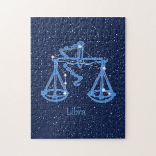 Puzzle Symbole Libra Constellation et Zodiac avec étoiles
