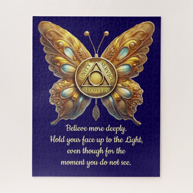 Puzzle Symbole papillon AA | Prière de récupération perso (Vertical)