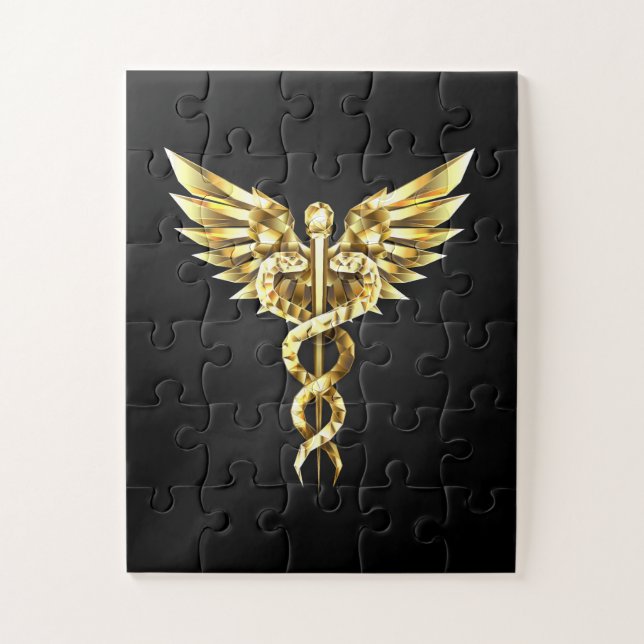 Puzzle Symbole Polygonal Or Caduceus (Vertical)
