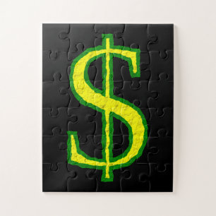 Puzzle Symbole vert et jaune du dollar