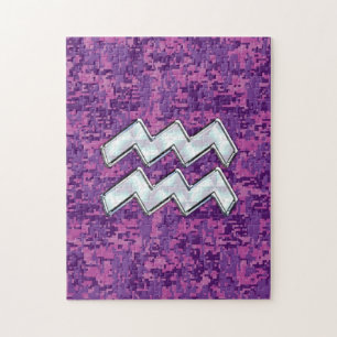 Puzzle Symbole Zodiaque Aquarius sur le camouflage numéri