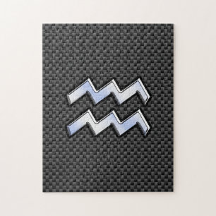 Puzzle Symbole Zodiaque d'argent Aquarius Style fibre de