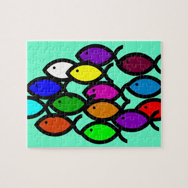 Puzzle Symboles chrétiens de poissons - école (Horizontal)