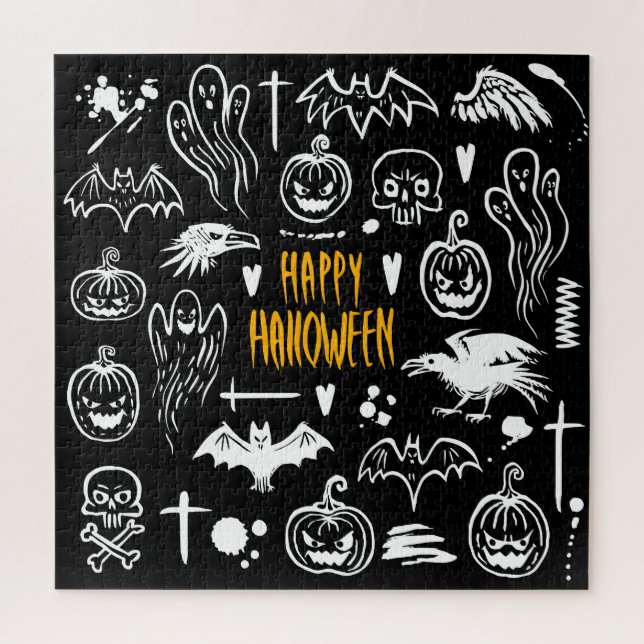 Puzzle Symboles d'Halloween dessinés à la main, collectio (Vertical)