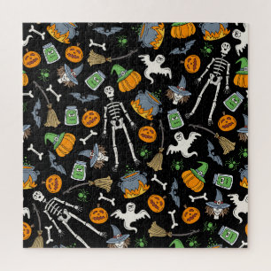 Puzzle Symboles Halloween Vintage Arrière - plan sans cou