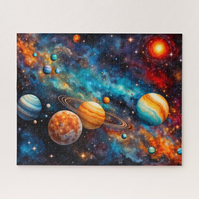 Puzzle Système solaire galaxie espace coloré (Horizontal)