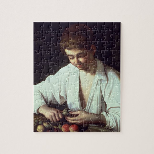 Puzzle T31971 un jeune garçon épluchant Apple (Vertical)