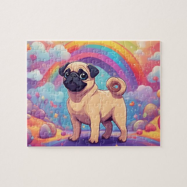 Puzzle T Pug Mignon Arc-en-Ciel (Horizontal)