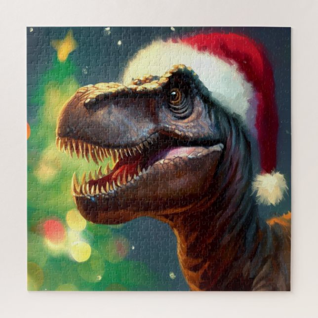 Puzzle T-Rex de Noël (2) (Vertical)