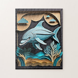 Puzzle T-shirt Dauphin Design en papier 3D