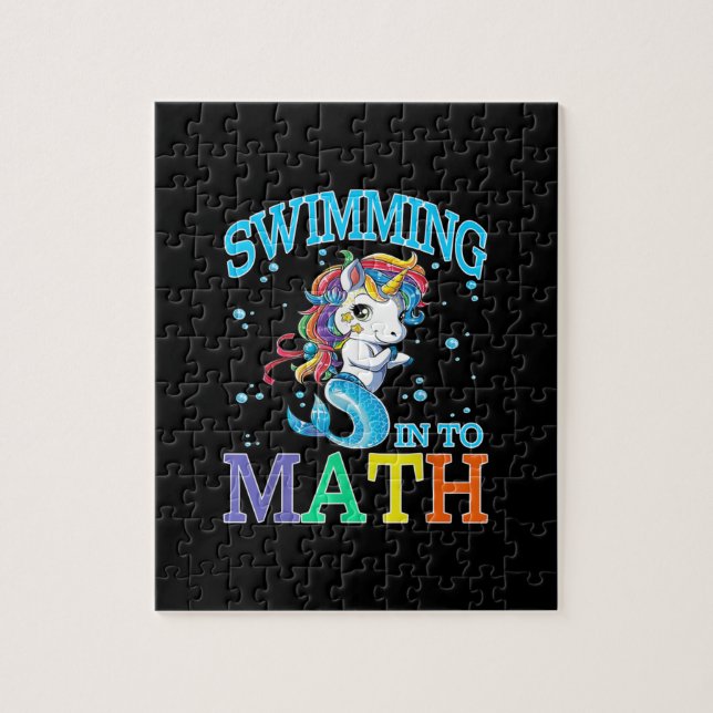 Puzzle T-Shirt De Sirène Unicorne En Maths (Vertical)