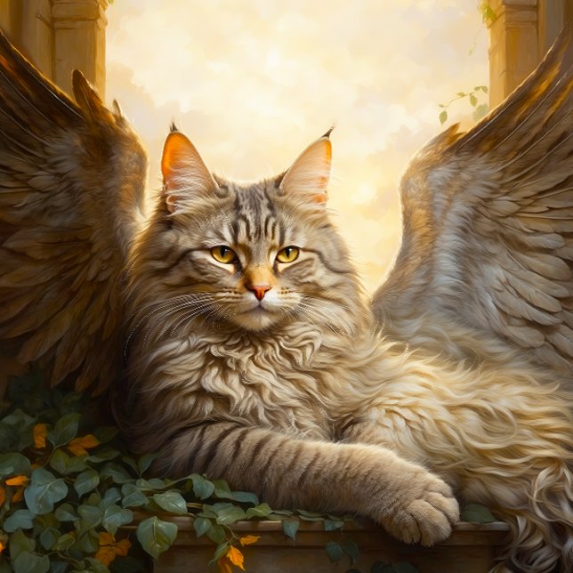 Puzzle Tabby Brown majestueux avec ailes en Golden Archwa (Close- up of artwork)
