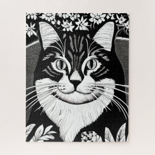 Puzzle Tabby Cat entouré de fleurs