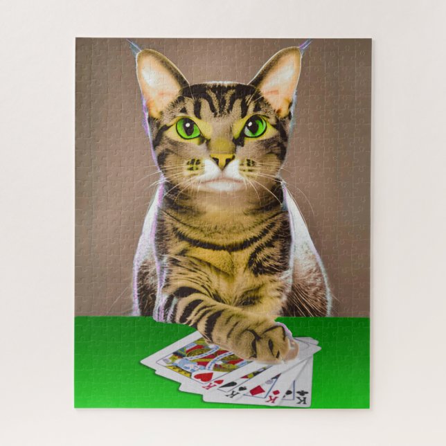Puzzle Tabby Cat Jouer Poker (Vertical)