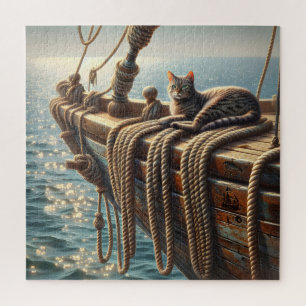 Puzzle Tabby Cat Sur Cordes Nautiques