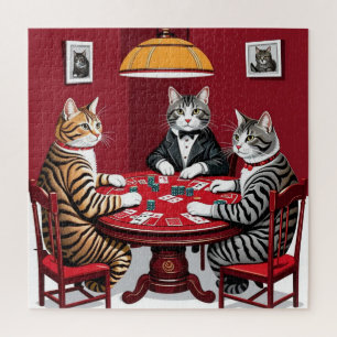 Puzzle Tabby Cats Jouer Au Poker