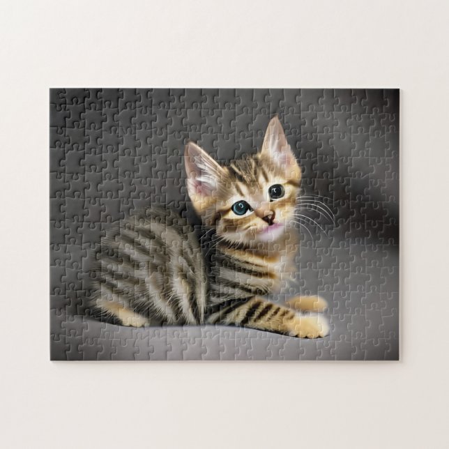 Puzzle Tabby chatte moelleux chatte bébé (Horizontal)
