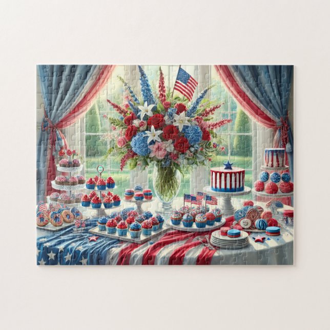 Puzzle Table de desserts du 4 juillet Douceurs patriotiqu (Horizontal)