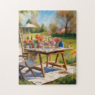 Puzzle Table de l'artiste Scène de jardin extérieur Fourn