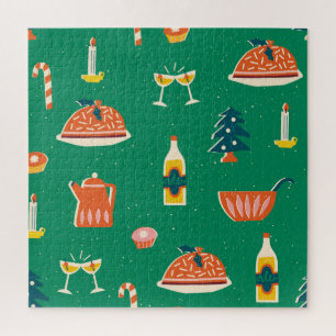 Puzzle Table festive de Noël, motif vintage.