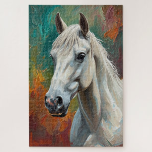 Puzzle Tableau Artistique Cheval Blanc Portrait Vibrant H