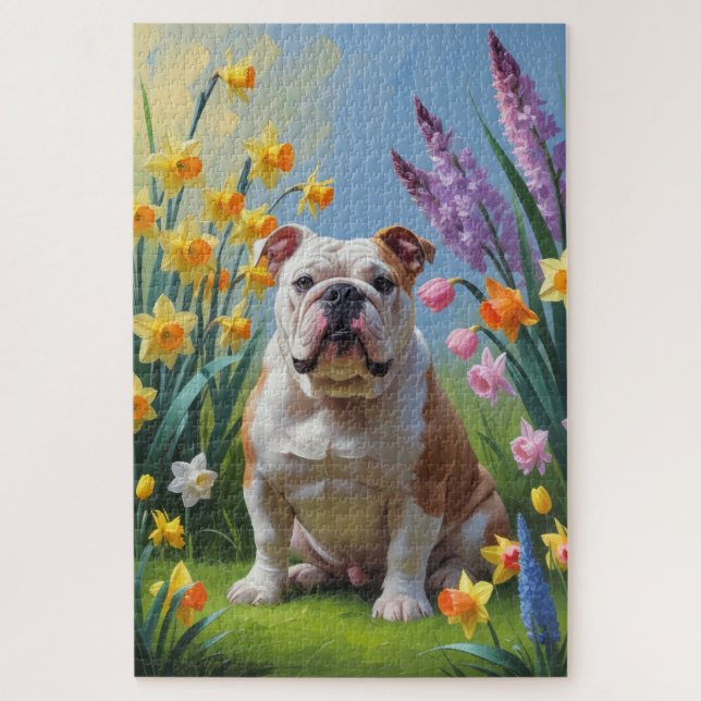 Puzzle Tableau des fleurs de printemps de Bulldog (Vertical)