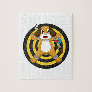 Puzzle Tableau noir fléchettes de chien