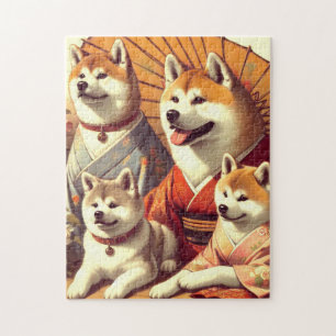 Puzzle Tableau vintage Akita Chien