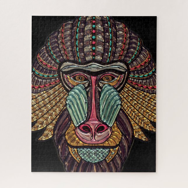 Puzzle Tabouret en verre satiné animal mosaïque art afric (Vertical)