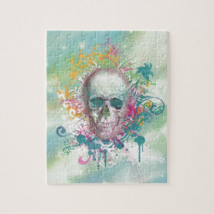Puzzle Taches crâniennes cool tourbillonne cadre fleuri v