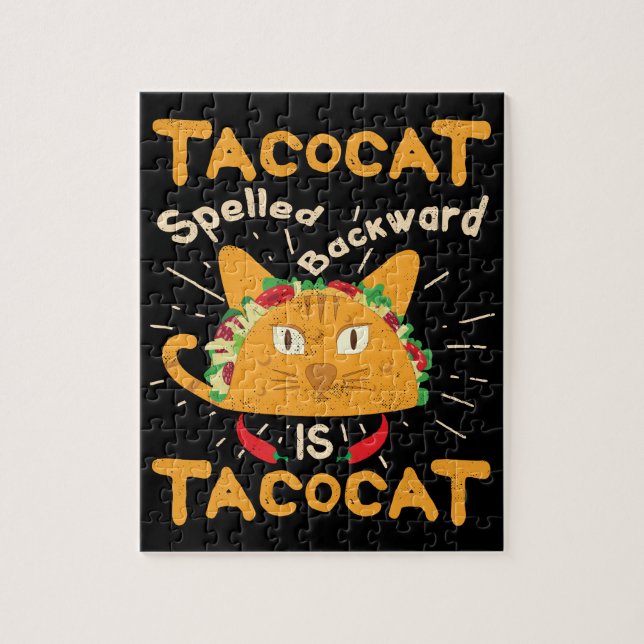 Puzzle Tacocat épelé à l'envers Cinco de Mayo Taco (Vertical)