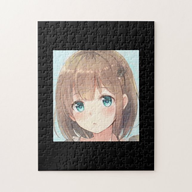 Puzzle Tad brun cheveux fille vert émeraude yeux anime ma (Vertical)