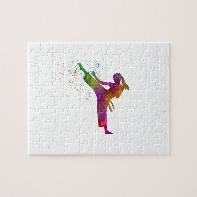Puzzle Taekwondo-karate à l'aquarelle (Horizontal)