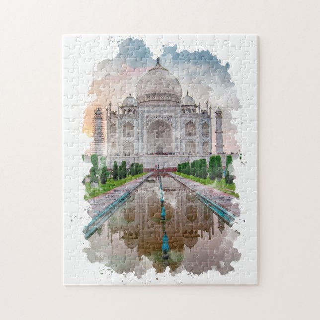 Puzzle Taj Mahal India Aquarelle Art (Vertical)