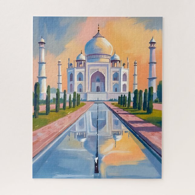 Puzzle Taj Mahal India Travel Painting (Vertical)